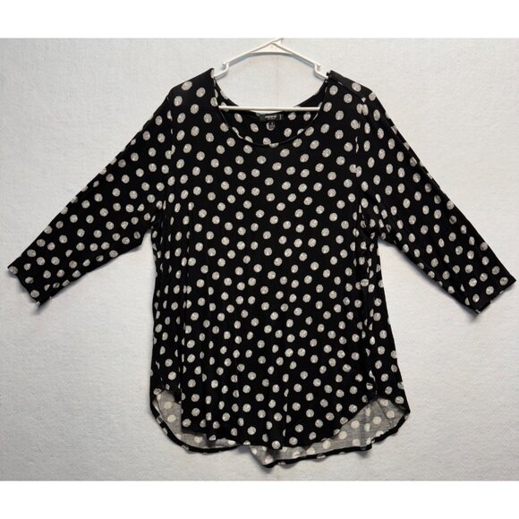 Premise Studio Tops - Black & White Polka Dot 3/4 Sleeve Top Womens 1X Premise Studio Lightweight